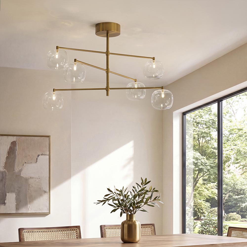 Omagh 6lt Centre Ceiling Light- Brushed Aged Brass