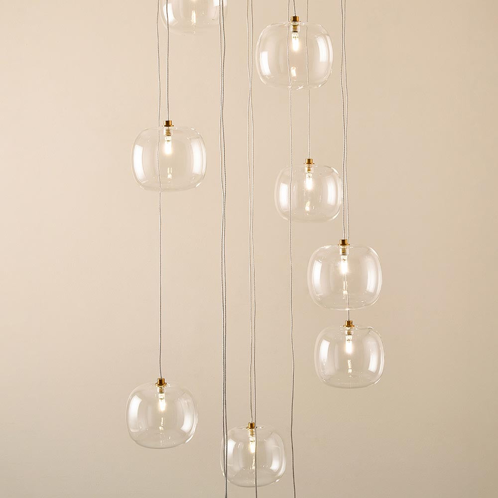Oslo 12lt Cascade Cluster Light- Brushed Aged Brass