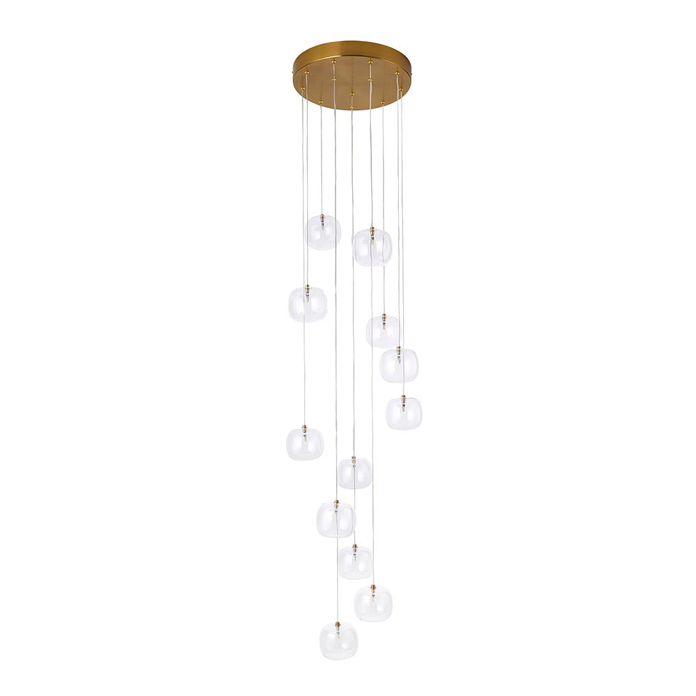 Oslo 12lt Cascade Cluster Light- Brushed Aged Brass