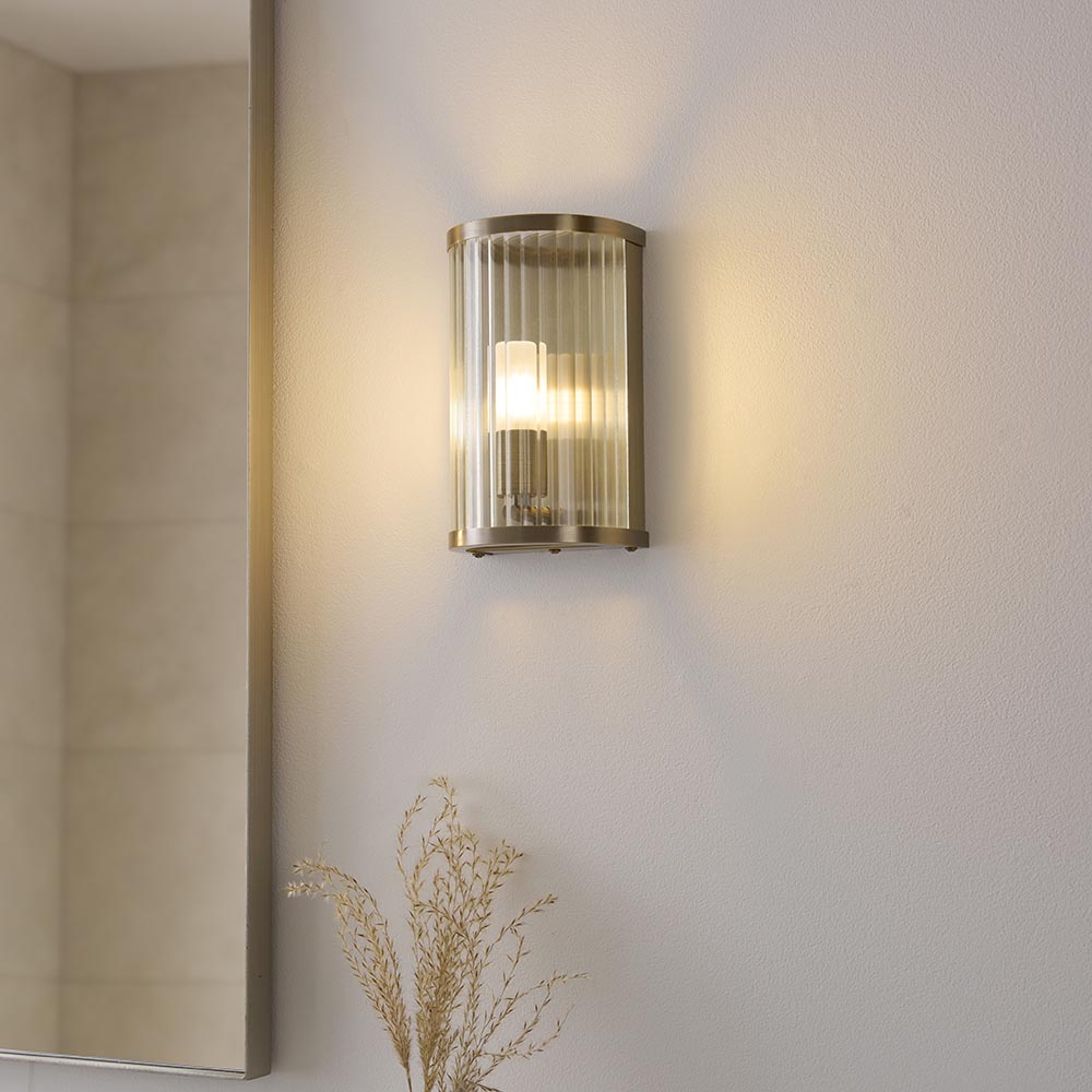 Essa IP44 Bathroom Wall Light- Antique Brass