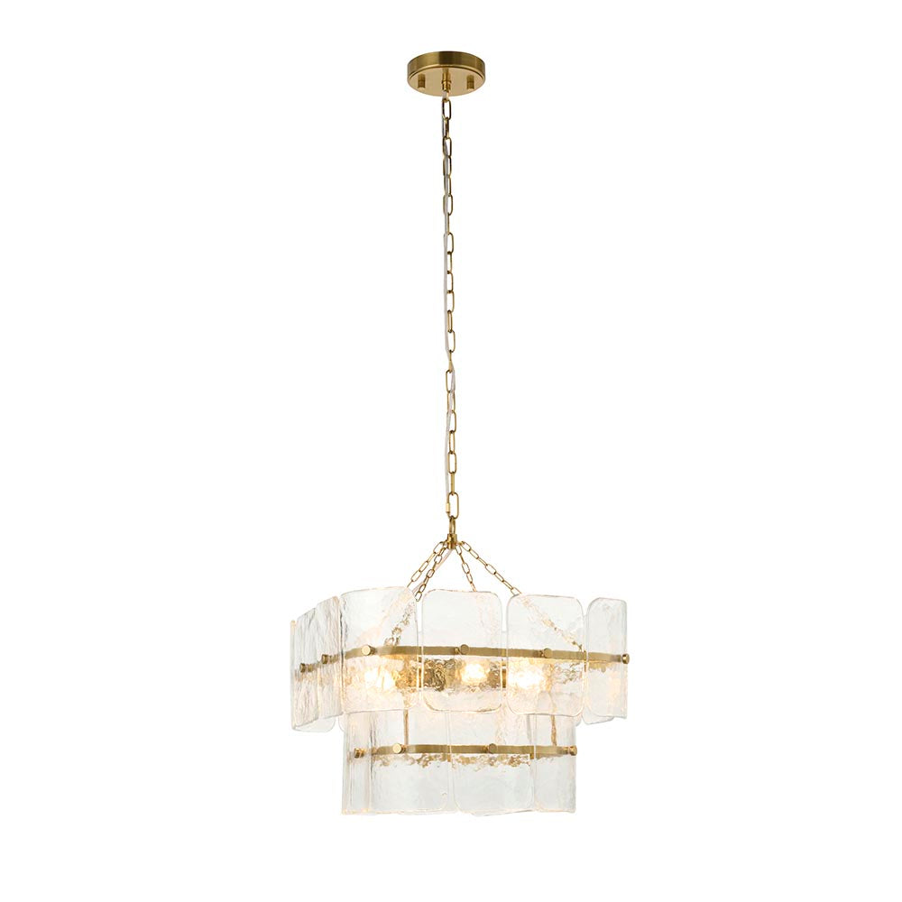Verena 4lt/6lt/10lt Chandelier-Brushed Aged Brass with Various Glass shades