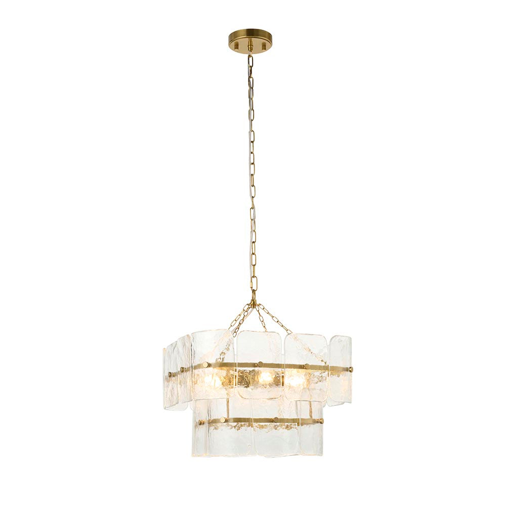 Verena 4lt/6lt/10lt Chandelier-Brushed Aged Brass with Various Glass shades