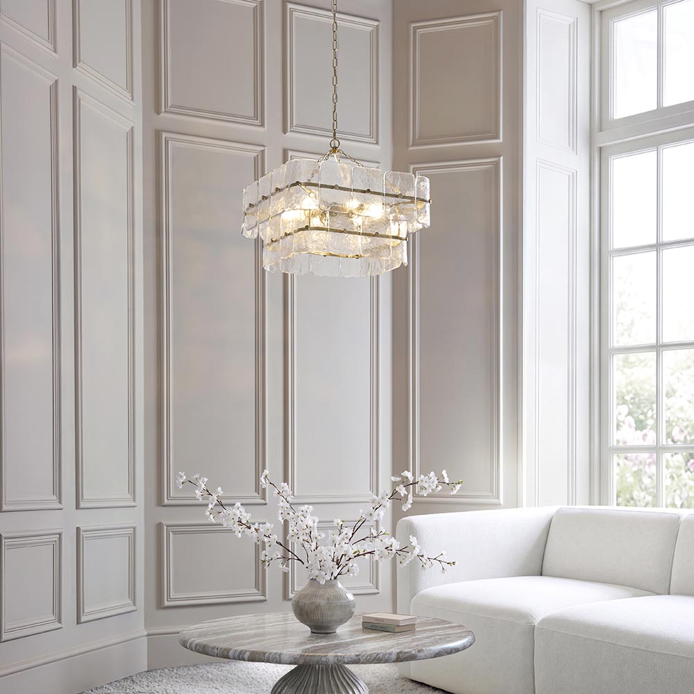Verena 4lt/6lt/10lt Chandelier-Brushed Aged Brass with Various Glass shades