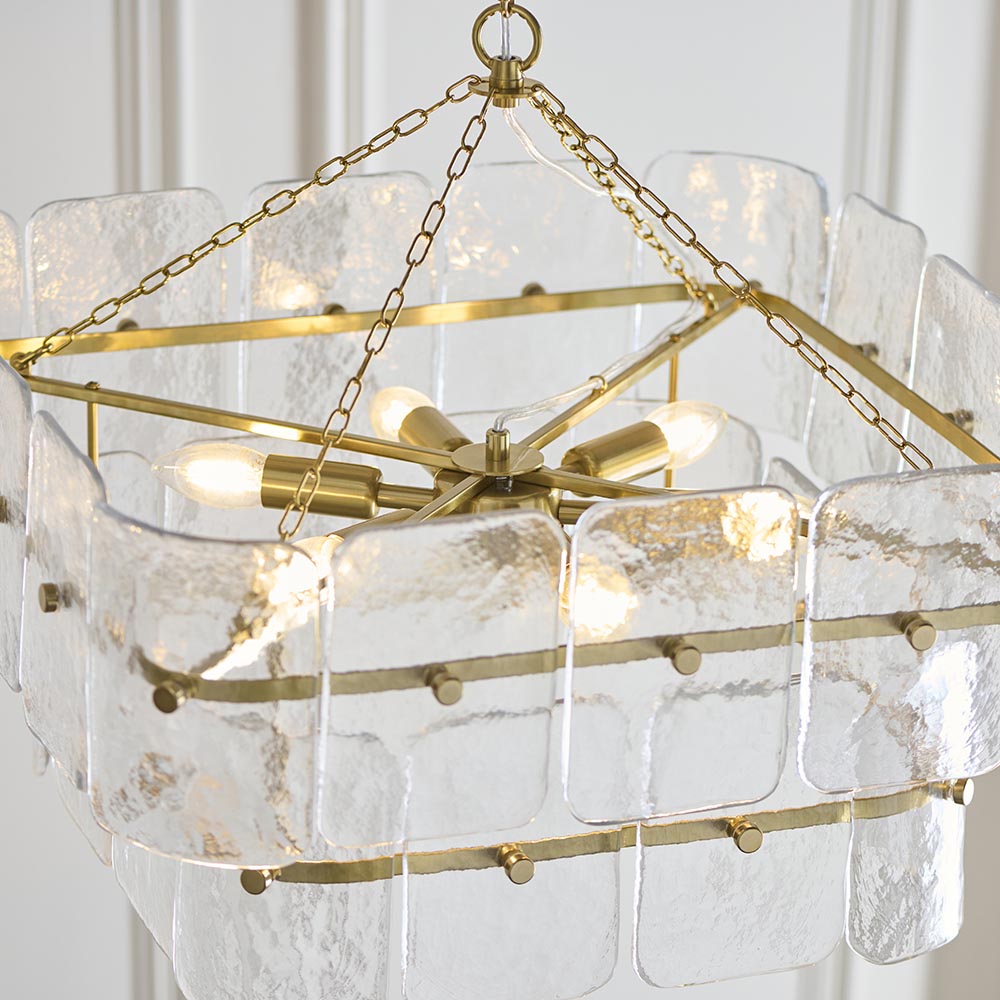 Verena 4lt/6lt/10lt Chandelier-Brushed Aged Brass with Various Glass shades