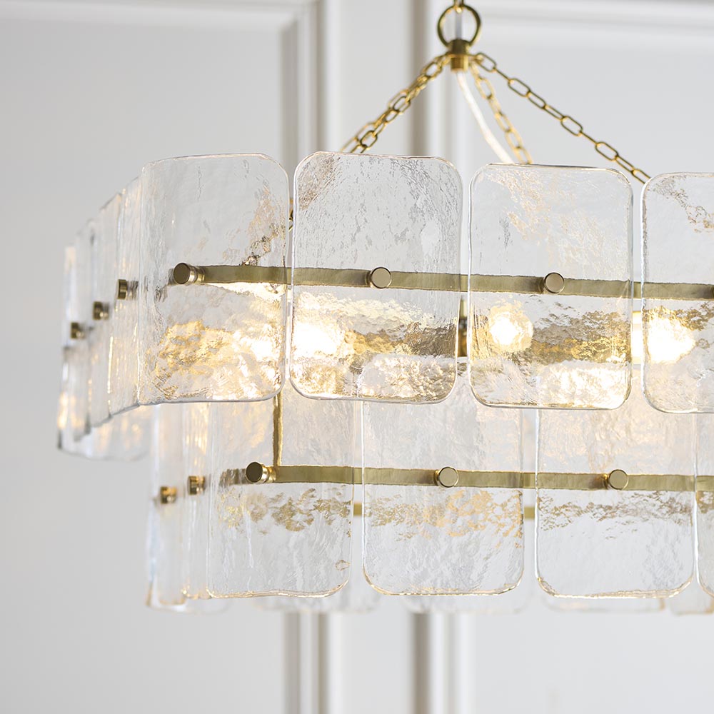 Verena 4lt/6lt/10lt Chandelier-Brushed Aged Brass with Various Glass shades