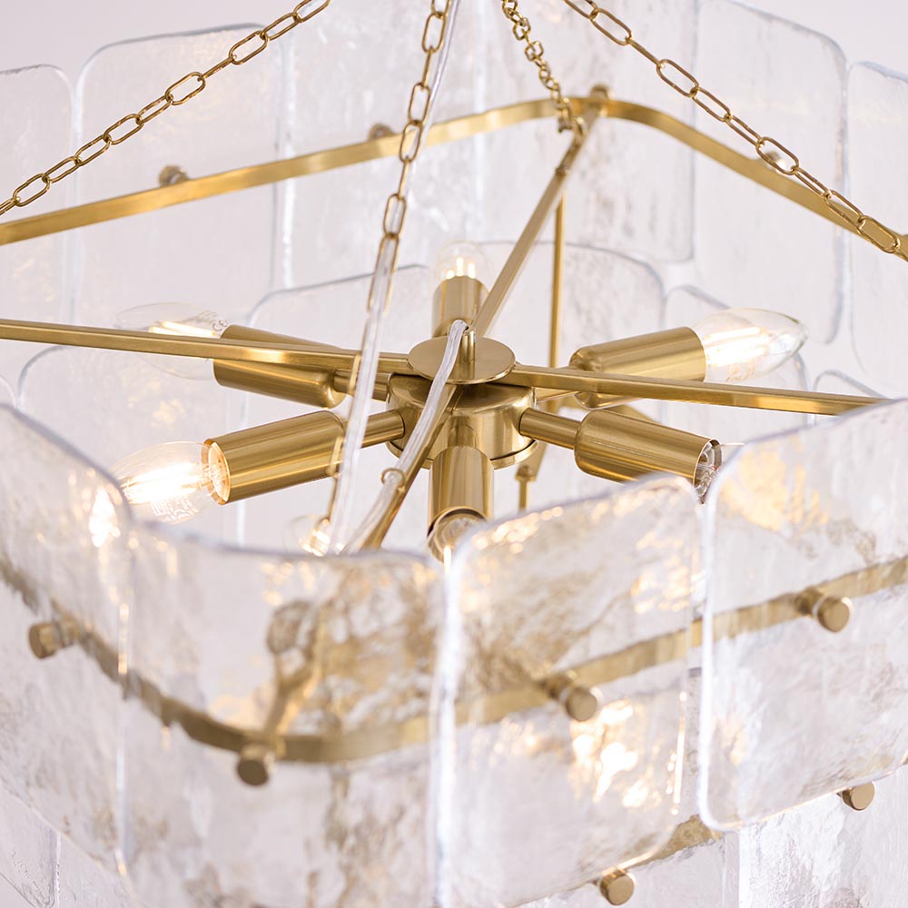 Verena 4lt/6lt/10lt Chandelier-Brushed Aged Brass with Various Glass shades