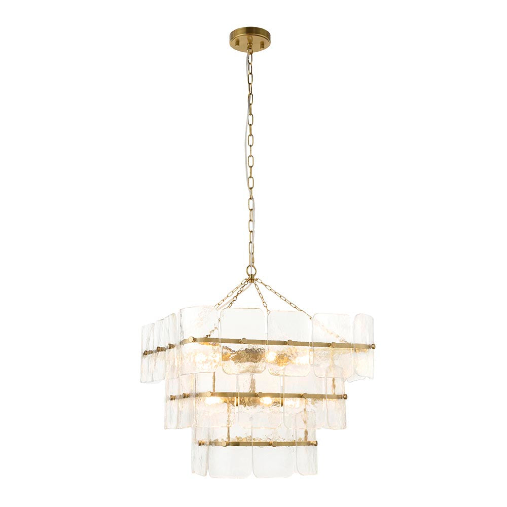 Verena 4lt/6lt/10lt Chandelier-Brushed Aged Brass with Various Glass shades
