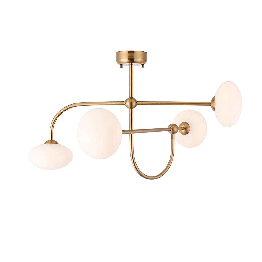 Ostrava 4lt Semi Flush Light- Brushed Aged Brass