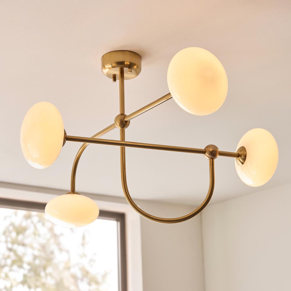 Ostrava 4lt Semi Flush Light- Brushed Aged Brass