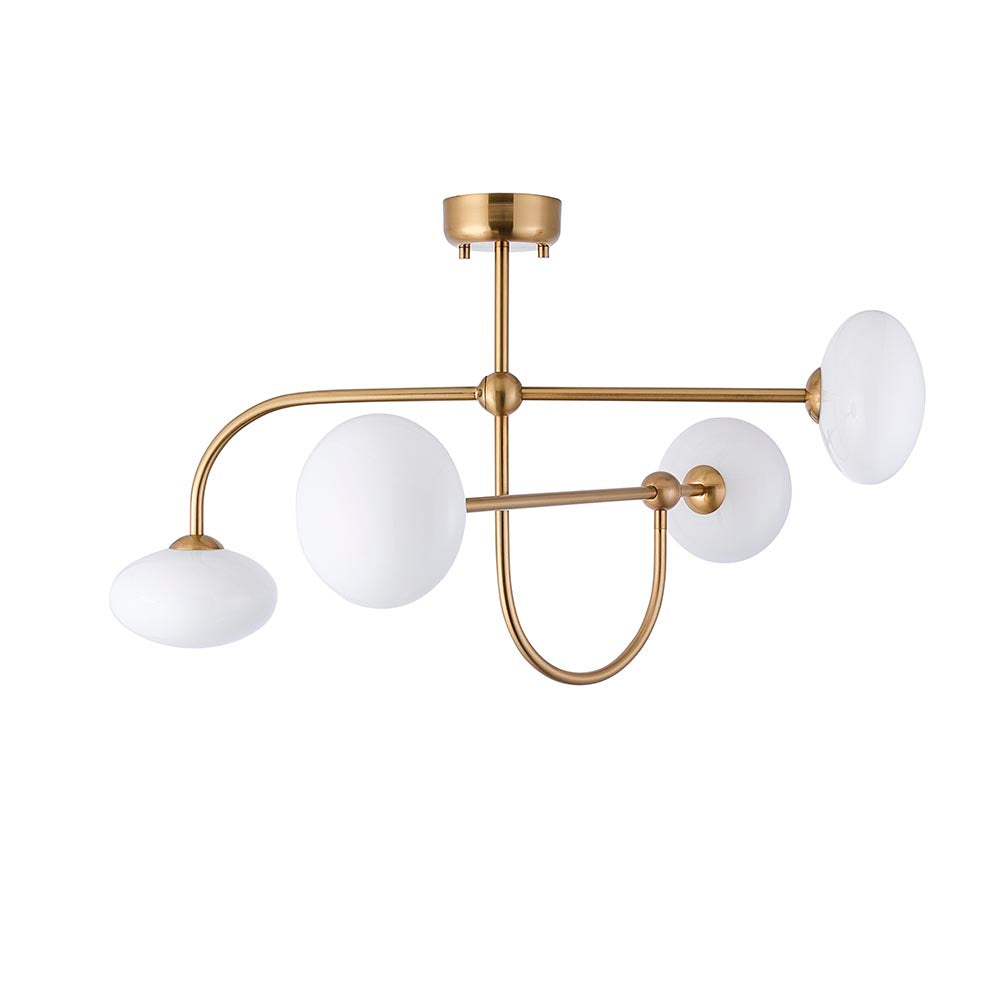 Ostrava 4lt Semi Flush Light- Brushed Aged Brass