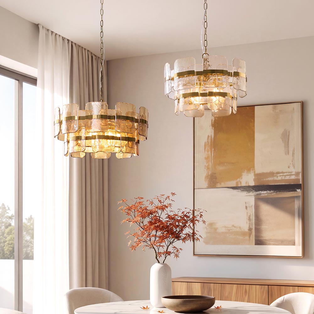 Ankas 3Lt/6Lt Chandelier- Brushed Aged Brass Finishes