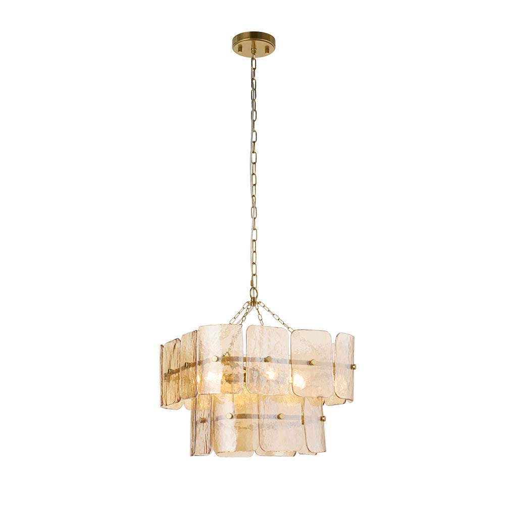 Verena 4lt/6lt/10lt Chandelier-Brushed Aged Brass with Various Glass shades