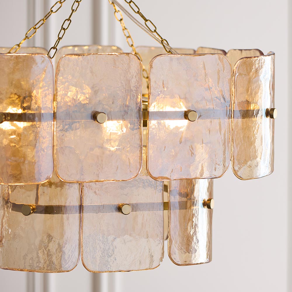 Verena 4lt/6lt/10lt Chandelier-Brushed Aged Brass with Various Glass shades