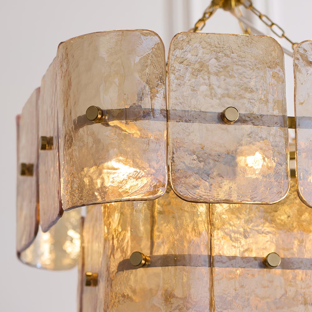 Verena 4lt/6lt/10lt Chandelier-Brushed Aged Brass with Various Glass shades