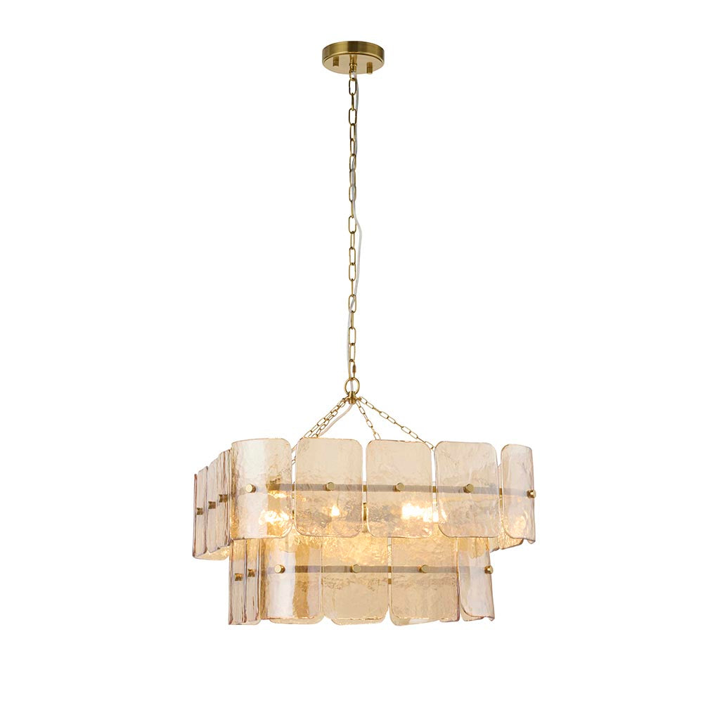 Verena 4lt/6lt/10lt Chandelier-Brushed Aged Brass with Various Glass shades