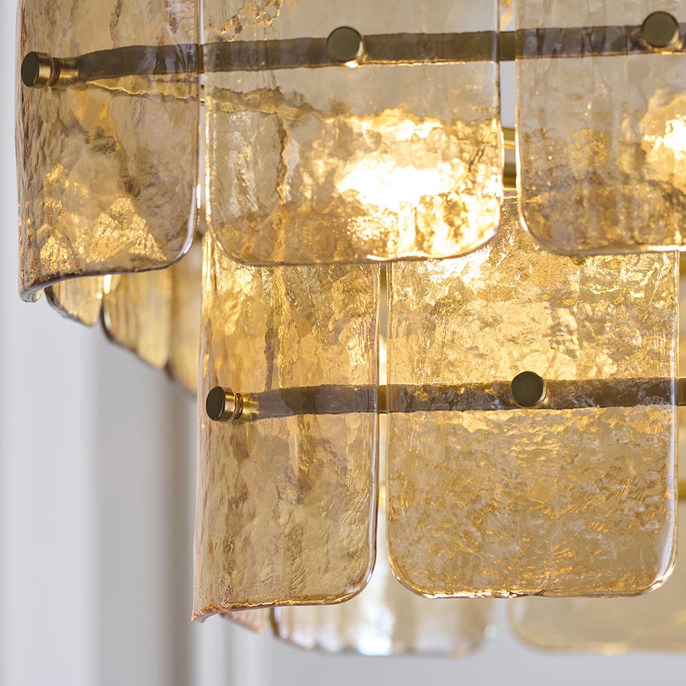 Verena 4lt/6lt/10lt Chandelier-Brushed Aged Brass with Various Glass shades