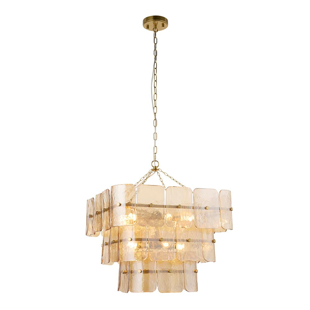 Verena 4lt/6lt/10lt Chandelier-Brushed Aged Brass with Various Glass shades