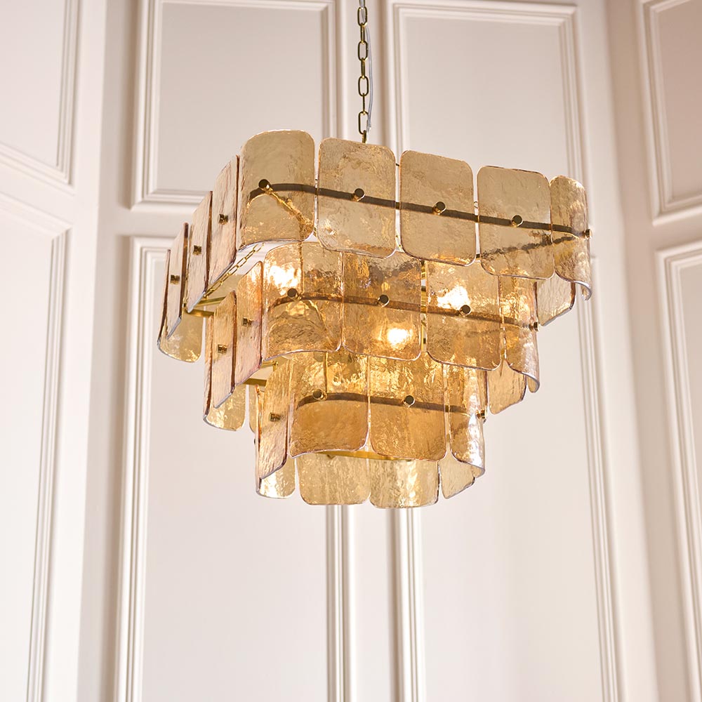Verena 4lt/6lt/10lt Chandelier-Brushed Aged Brass with Various Glass shades