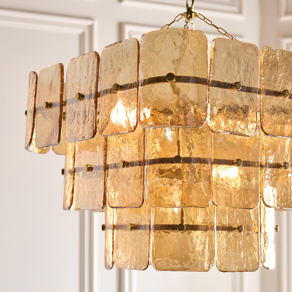 Verena 4lt/6lt/10lt Chandelier-Brushed Aged Brass with Various Glass shades