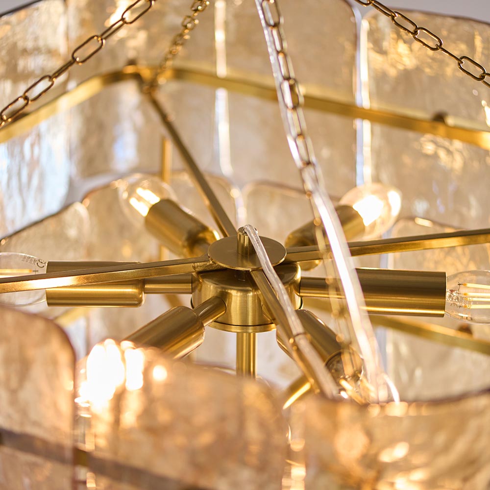 Verena 4lt/6lt/10lt Chandelier-Brushed Aged Brass with Various Glass shades