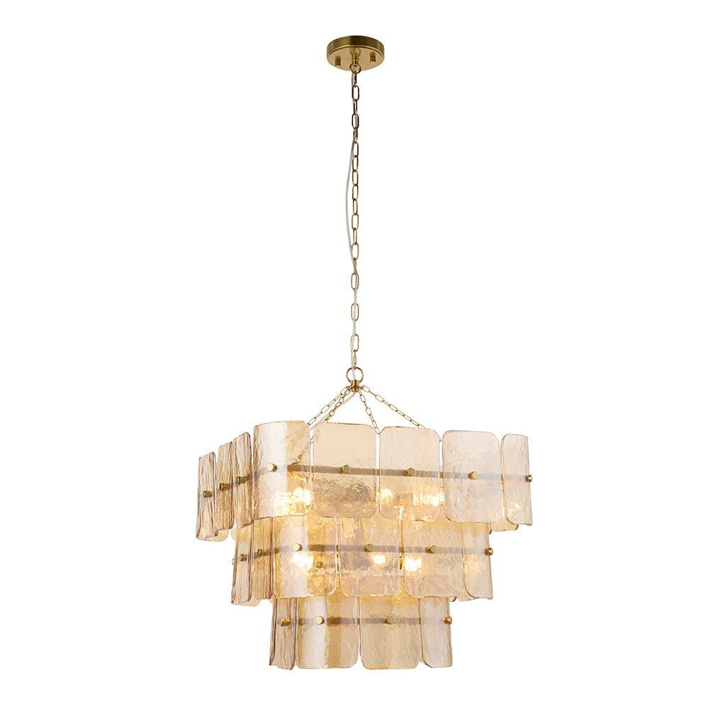 Verena 4lt/6lt/10lt Chandelier-Brushed Aged Brass with Various Glass shades