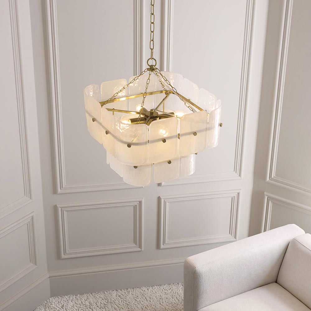 Verena 4lt/6lt/10lt Chandelier-Brushed Aged Brass with Various Glass shades
