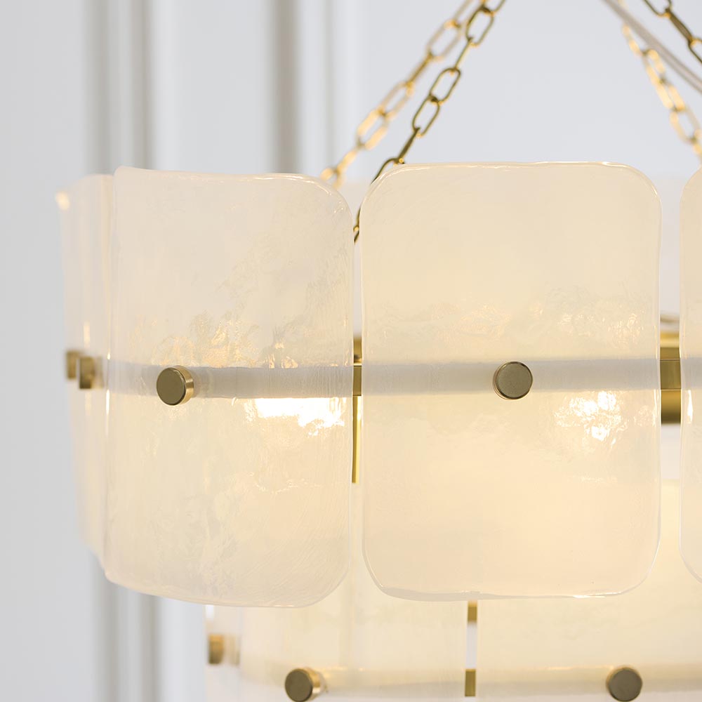 Verena 4lt/6lt/10lt Chandelier-Brushed Aged Brass with Various Glass shades