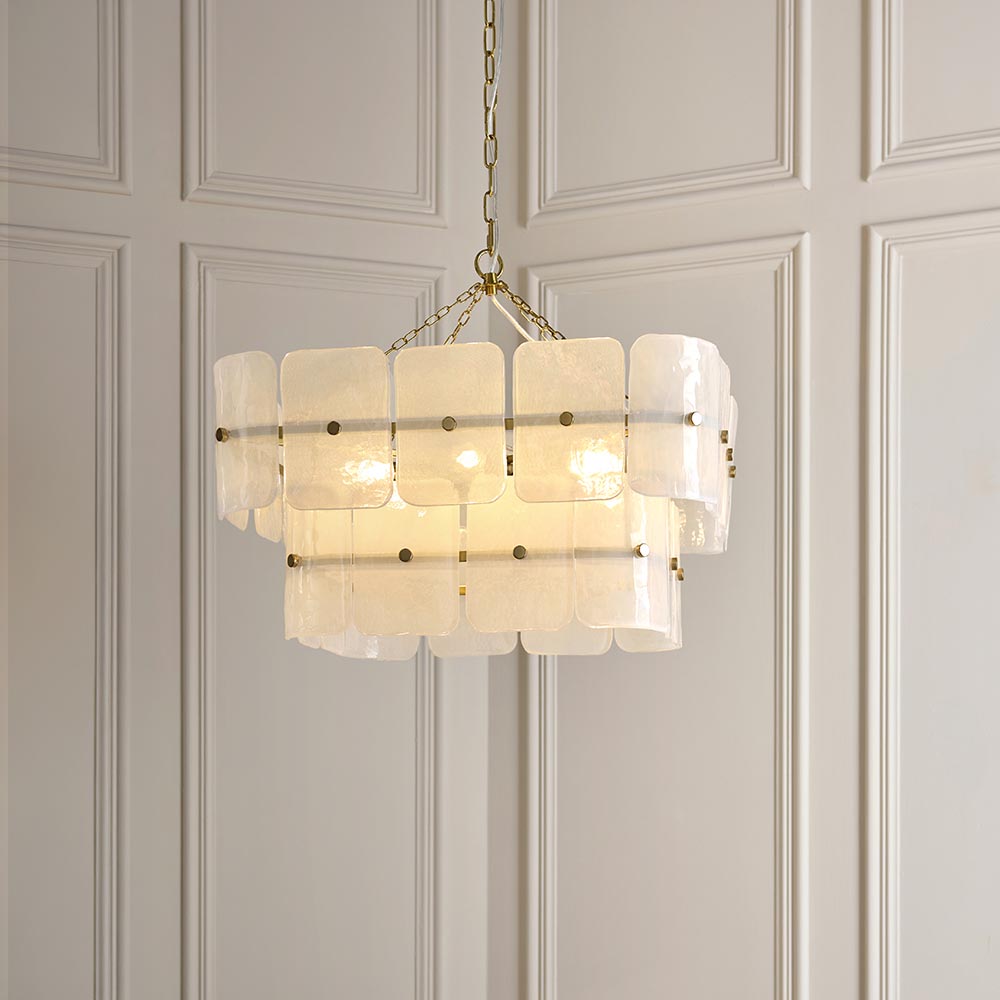 Verena 4lt/6lt/10lt Chandelier-Brushed Aged Brass with Various Glass shades
