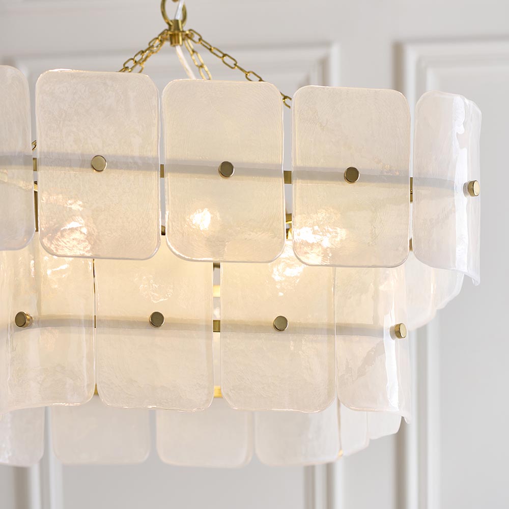 Verena 4lt/6lt/10lt Chandelier-Brushed Aged Brass with Various Glass shades