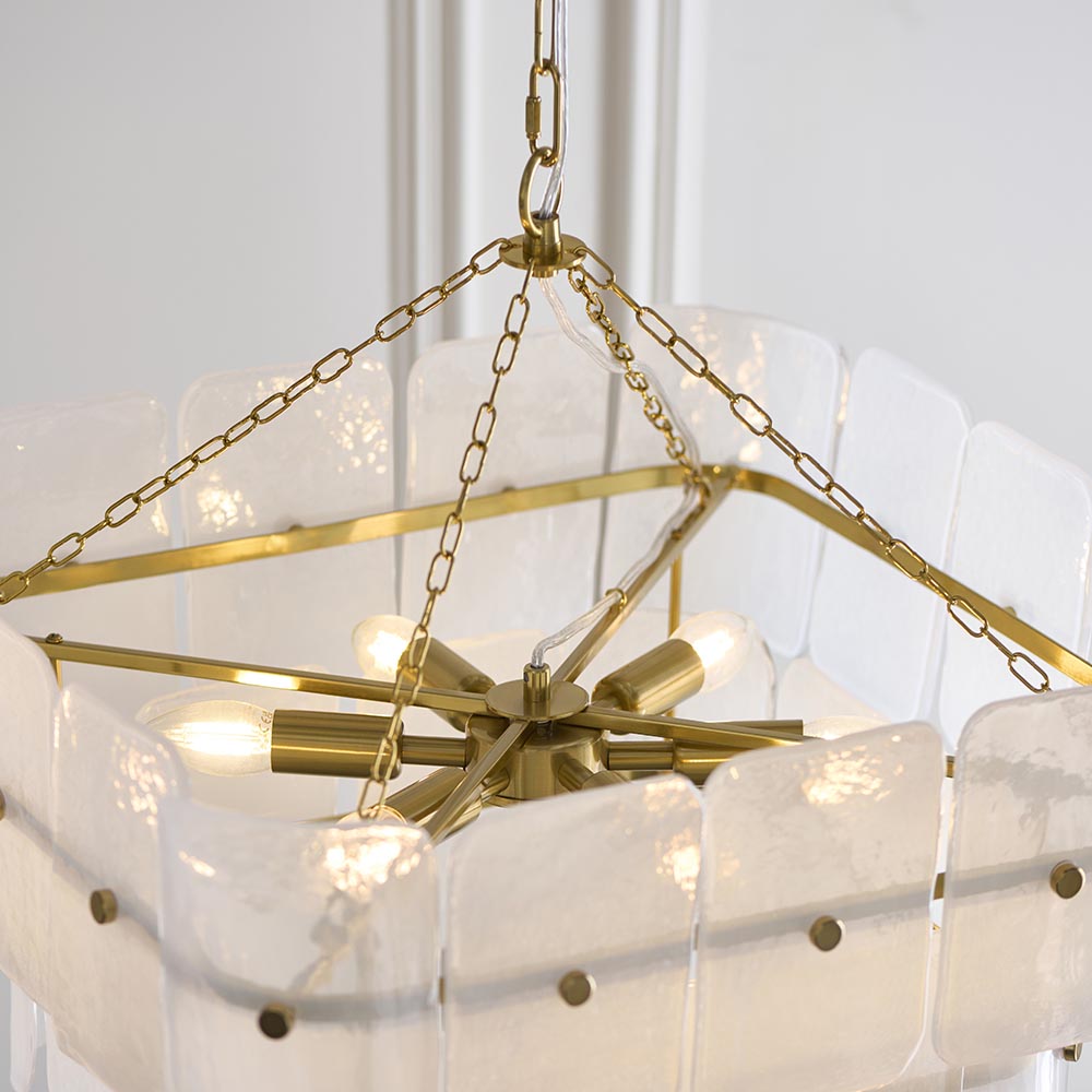 Verena 4lt/6lt/10lt Chandelier-Brushed Aged Brass with Various Glass shades