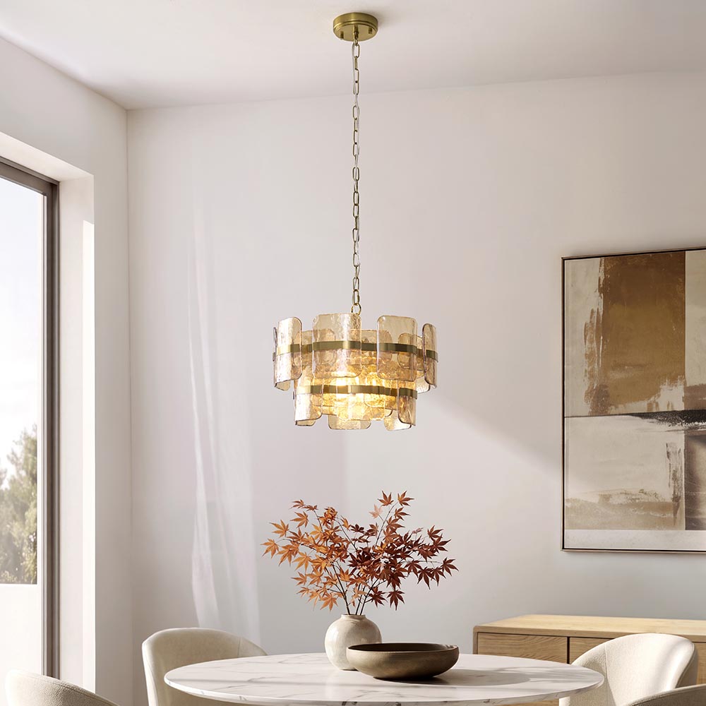 Ankas 3Lt/6Lt Chandelier- Brushed Aged Brass Finishes