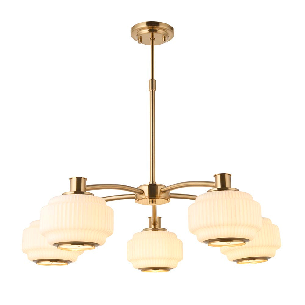 Eva 5lt Chandelier- Brushed aged brass