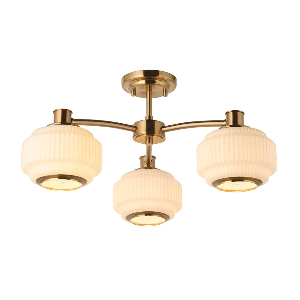 Eva 3lt Semi Flush Light- Brushed Aged Brass