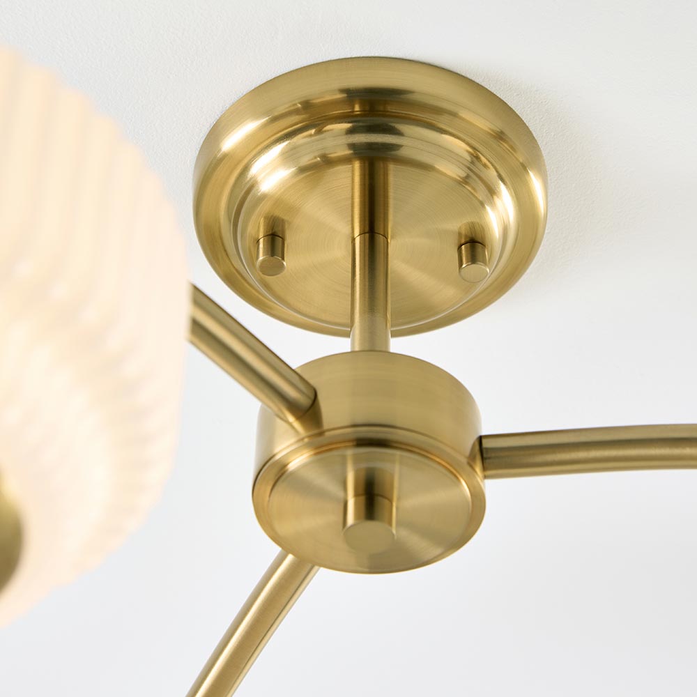 Eva 3lt Semi Flush Light- Brushed Aged Brass