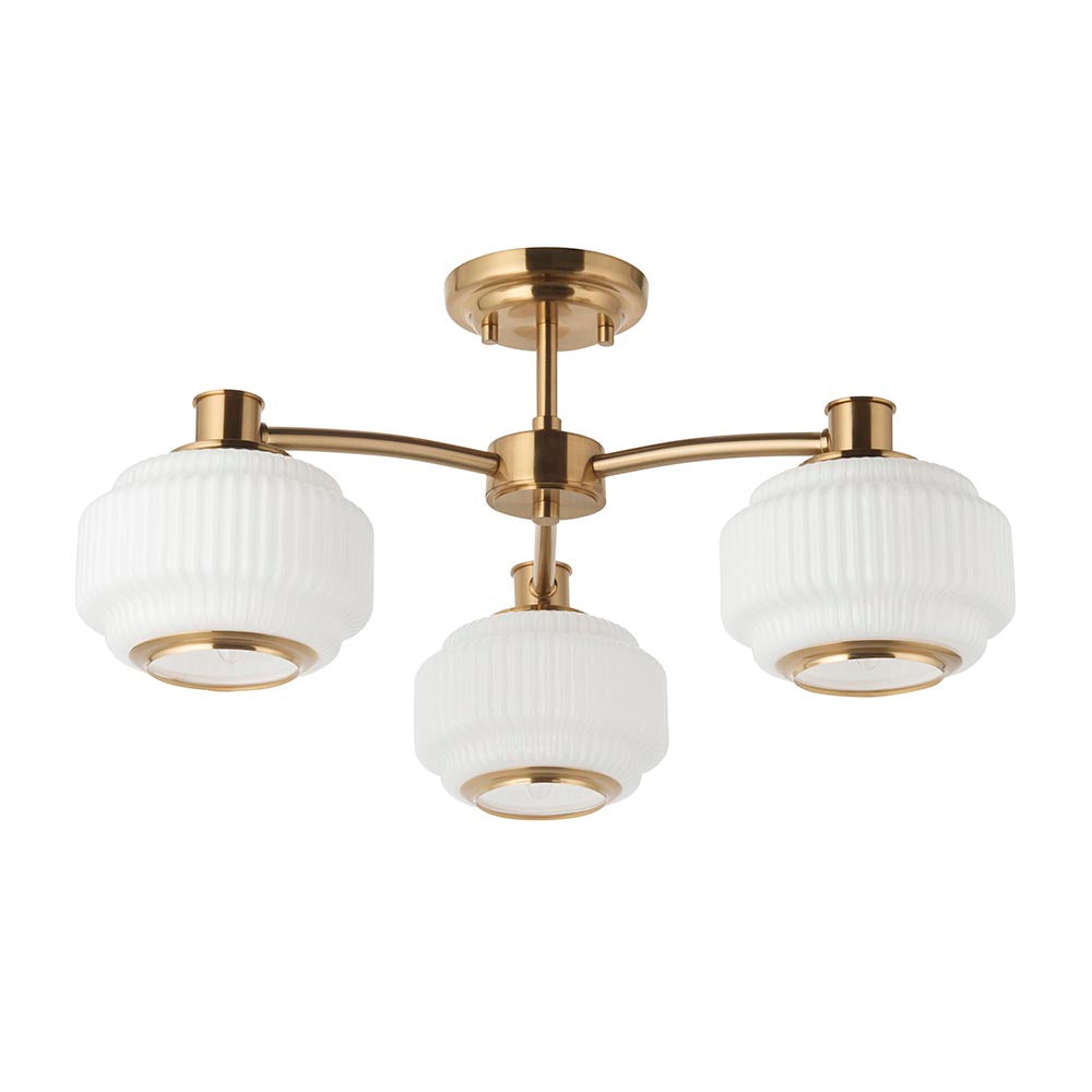 Eva 3lt Semi Flush Light- Brushed Aged Brass