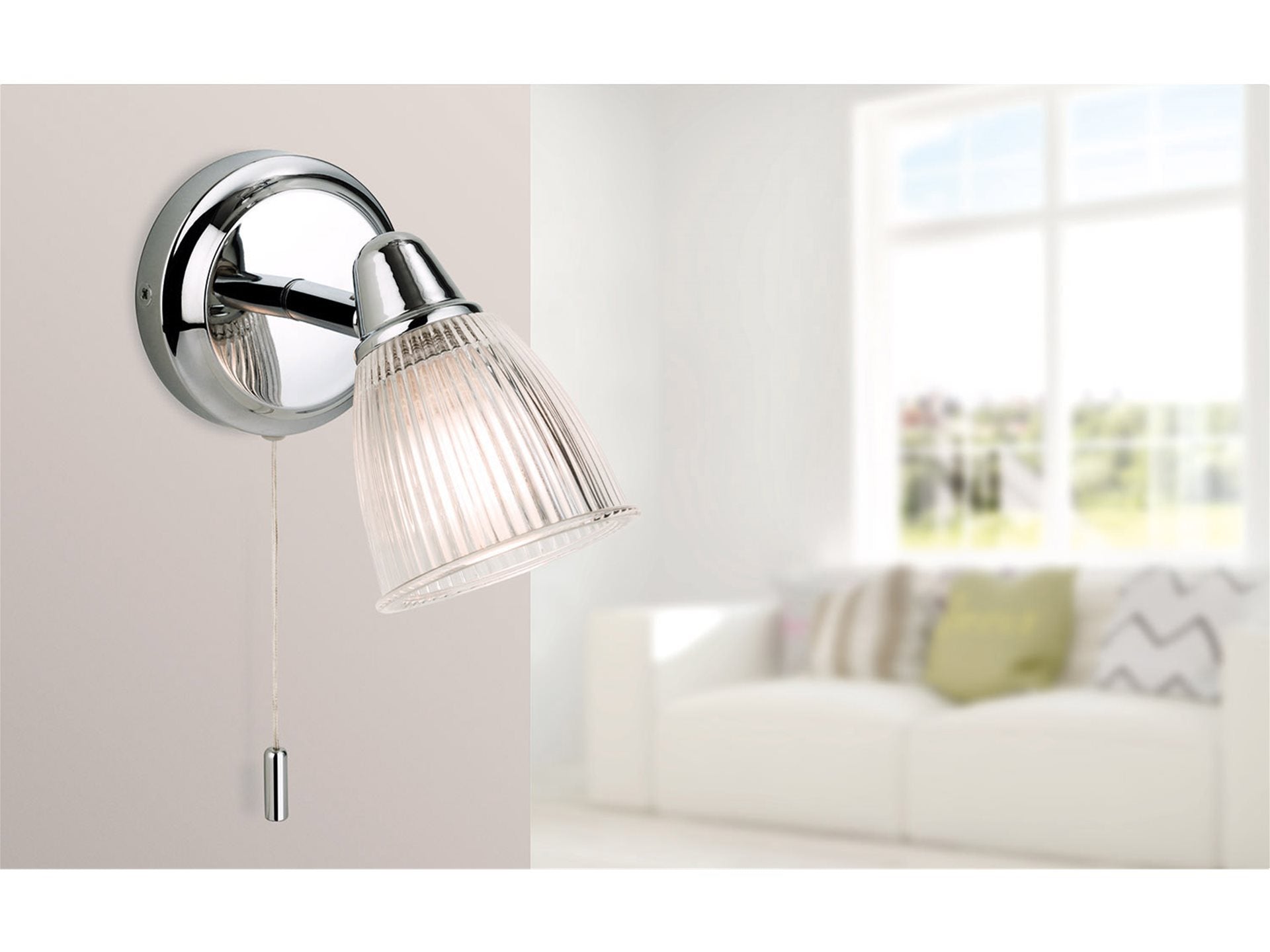 Echo Bathroom Wall Light- Chrome with Clear Glass