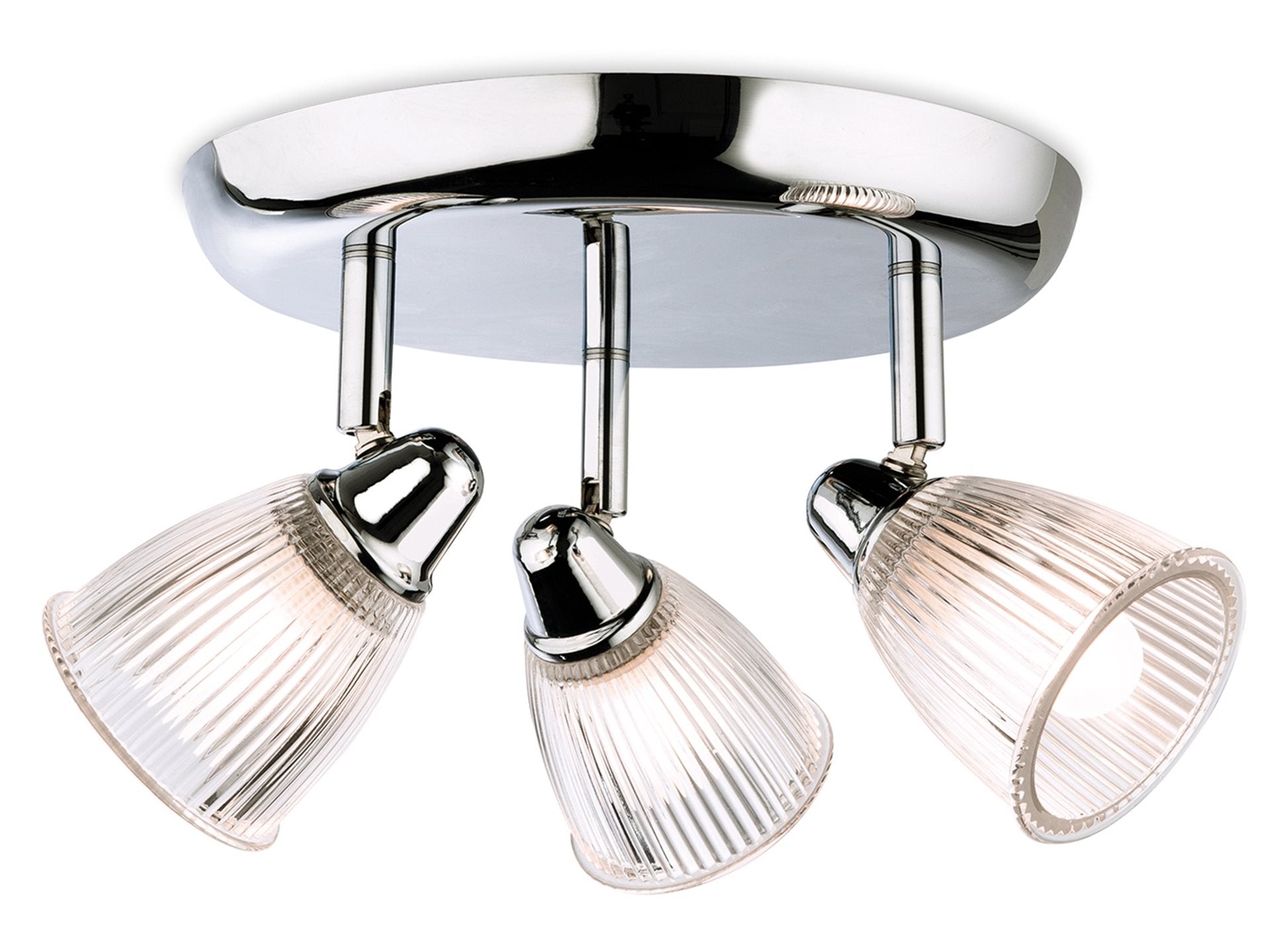 Echo 3 Light Flush Ceiling Fitting- Chrome with Clear Glass