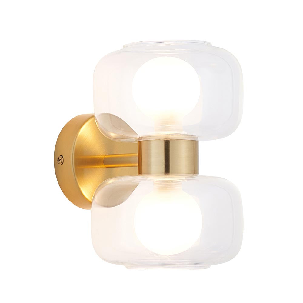 Roseo 2lt Wall Light- Warm Brass with Clear & Opal Glass Finishes