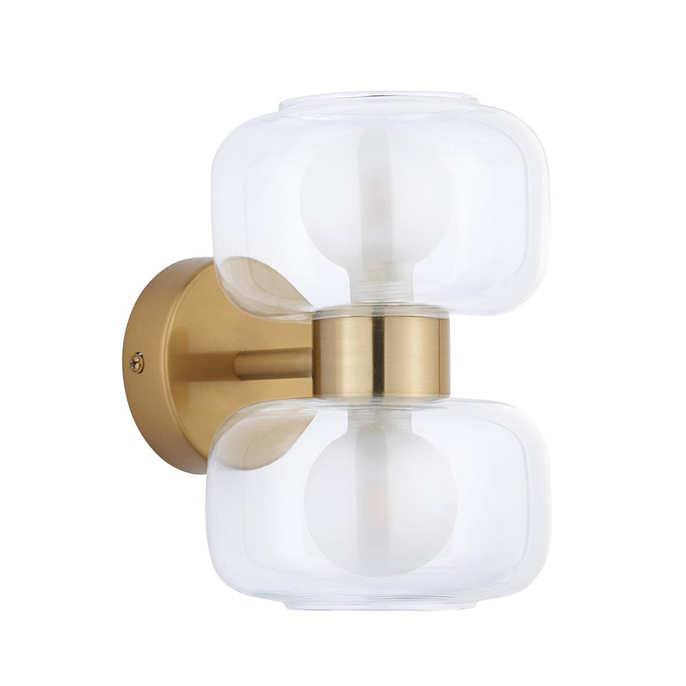 Roseo 2lt Wall Light- Warm Brass with Clear & Opal Glass Finishes