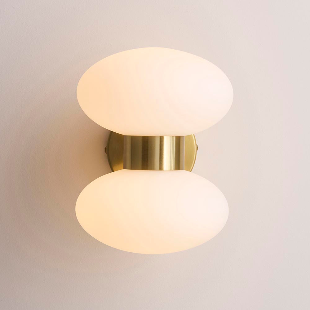 Roseo 2lt Wall Light- Warm Brass with Clear & Opal Glass Finishes