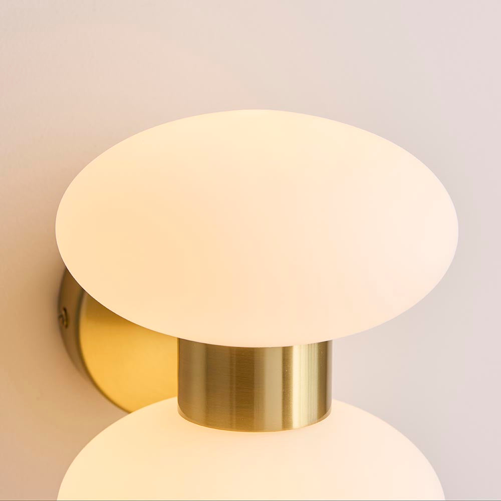 Roseo 2lt Wall Light- Warm Brass with Clear & Opal Glass Finishes