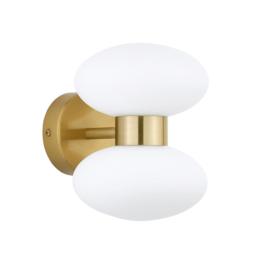 Roseo 2lt Wall Light- Warm Brass with Clear & Opal Glass Finishes