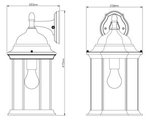 Alvin 6 Panel Lantern- Antique Bronze/ Black Finish
