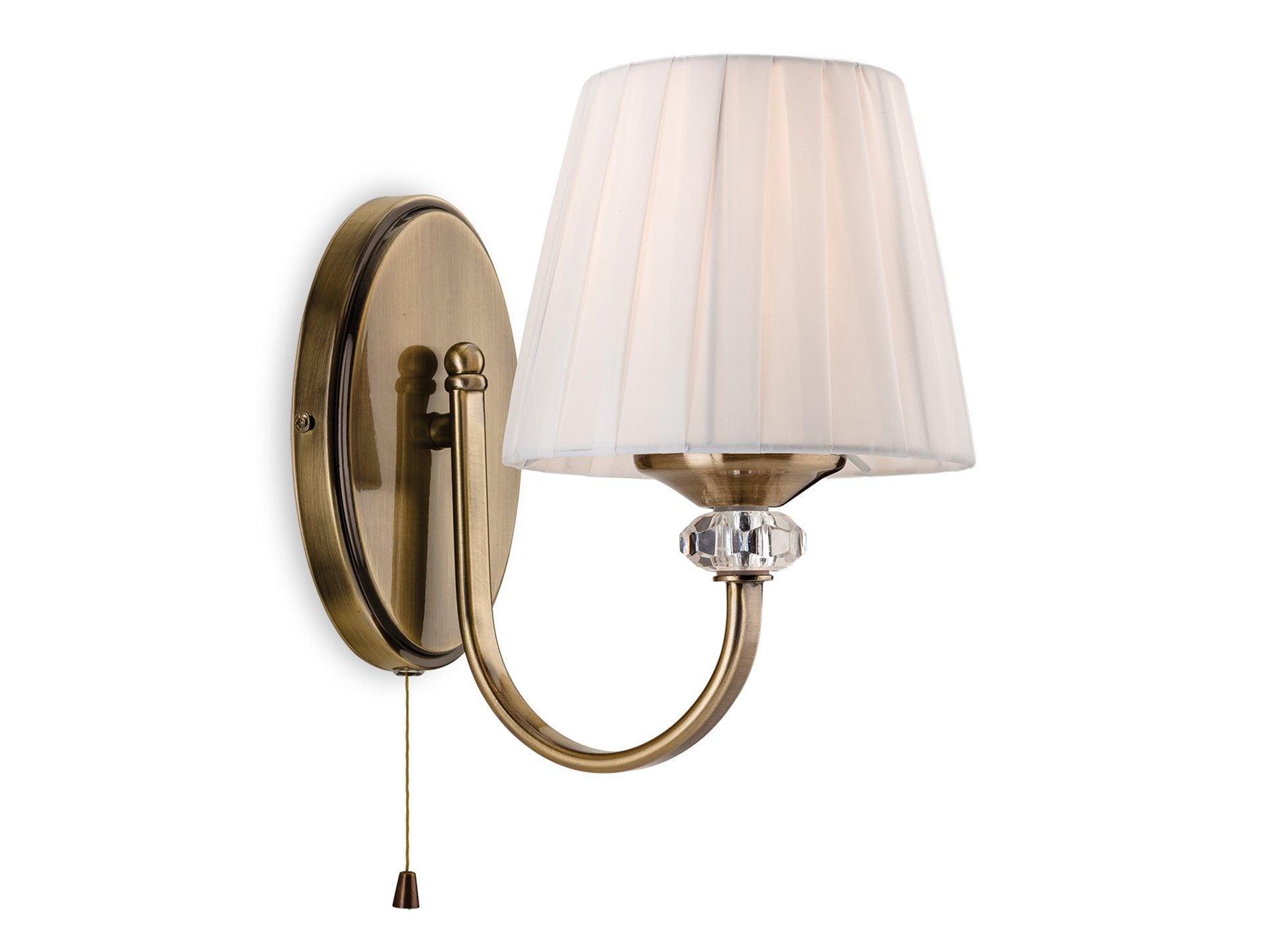 Langham 1/2 Wall Light- Antique Brass with Pleated Cream Shade