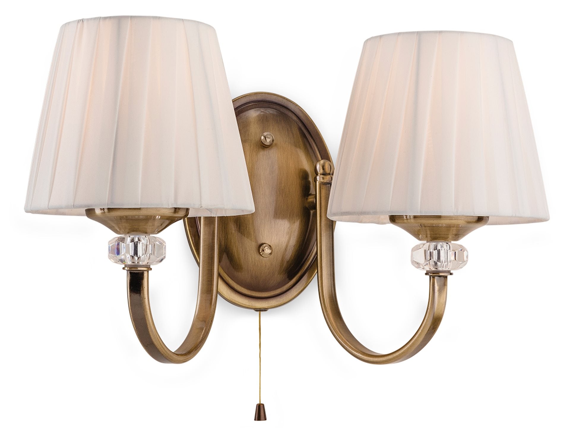 Langham 1/2 Wall Light- Antique Brass with Pleated Cream Shade