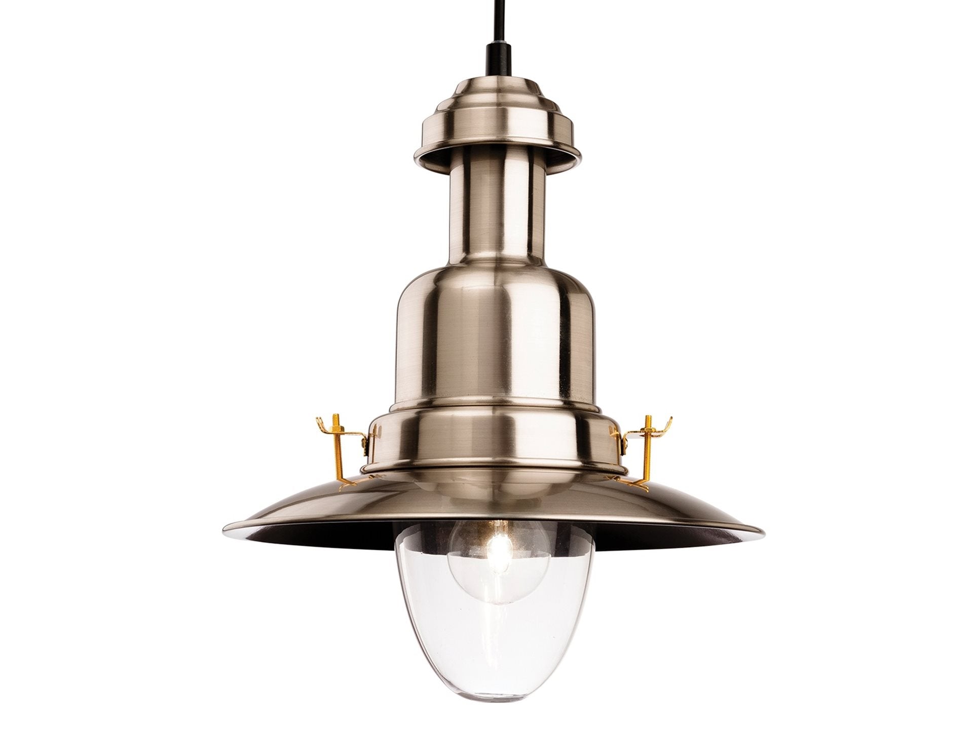Classic Fisherman Pendant-  Brushed Steel/ Antique Brass