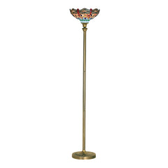 Dragonfly Floor Lamp - Antique Brass & Stained Glass