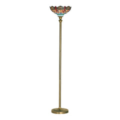 Dragonfly Floor Lamp - Antique Brass & Stained Glass E27