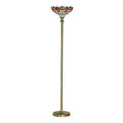 Dragonfly Floor Lamp - Antique Brass & Stained Glass