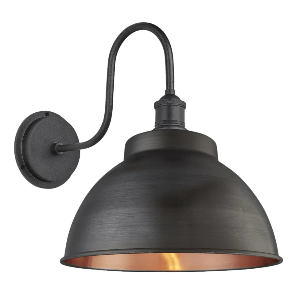 Swan Neck 13" Outdoor Dome Wall Light IP65 - Tube Finish